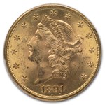 1891-S $20 Liberty Gold Double Eagle MS-64 PCGS