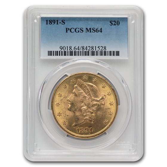 1891-S $20 Liberty Gold Double Eagle MS-64 PCGS