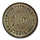 1891 Straits Settlements Silver 10 Cents MS-61 PCGS