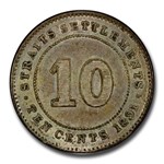 1891 Straits Settlements Silver 10 Cents MS-61 PCGS
