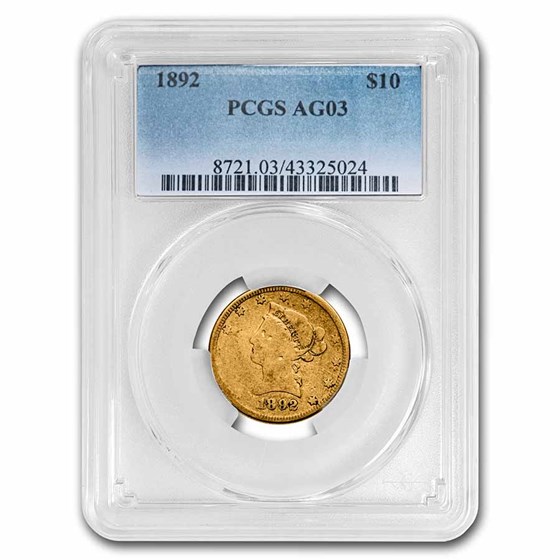 1892 $10 Liberty Gold Eagle AG-03 PCGS (Low-Ball Registry) 1892 $10 Liberty Gold Eagle AG-03 PCGS (Low-Ball Registry)