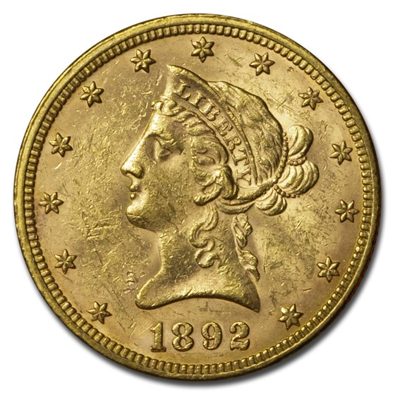 1892 $10 Liberty Gold Eagle AU 1892 $10 Liberty Gold Eagle AU