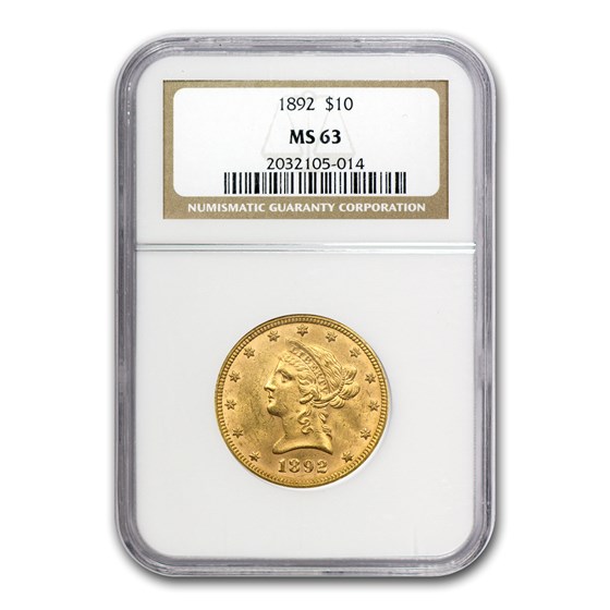 1892 $10 Liberty Gold Eagle MS-63 NGC 1892 $10 Liberty Gold Eagle MS-63 NGC