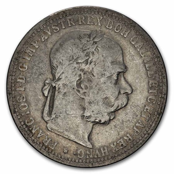 1892-1907 Austria Silver 1 Corona Franz Joseph I Avg Circ