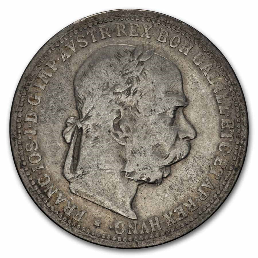 1892-1907 Austria Silver 1 Corona Franz Joseph I Avg Circ