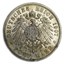 1892-1913 German States Wurttemberg Silver 5 Mark Avg Circ