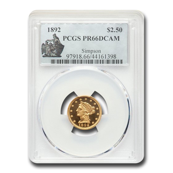 1892 $2.50 Liberty Gold Quarter Eagle PR-66 DCAM PCGS 1892 $2.50 Liberty Gold Quarter Eagle PR-66 DCAM PCGS