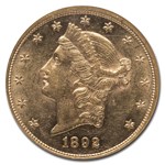 1892 $20 Liberty Gold Double Eagle AU-58 NGC