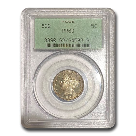1892 5C Liberty Nickel PR-63 PCGS