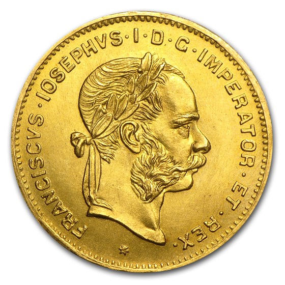 1892 Austria Gold 4 Florin/10 Francs Franz Joseph AU