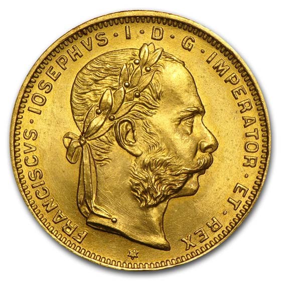 1892 Austria Gold 8 Florin/20 Francs AU 1892 Austria Gold 8 Florin/20 Francs AU