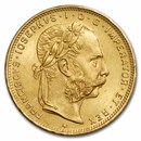 1892 Austria Gold 8 Florin/20 Francs BU