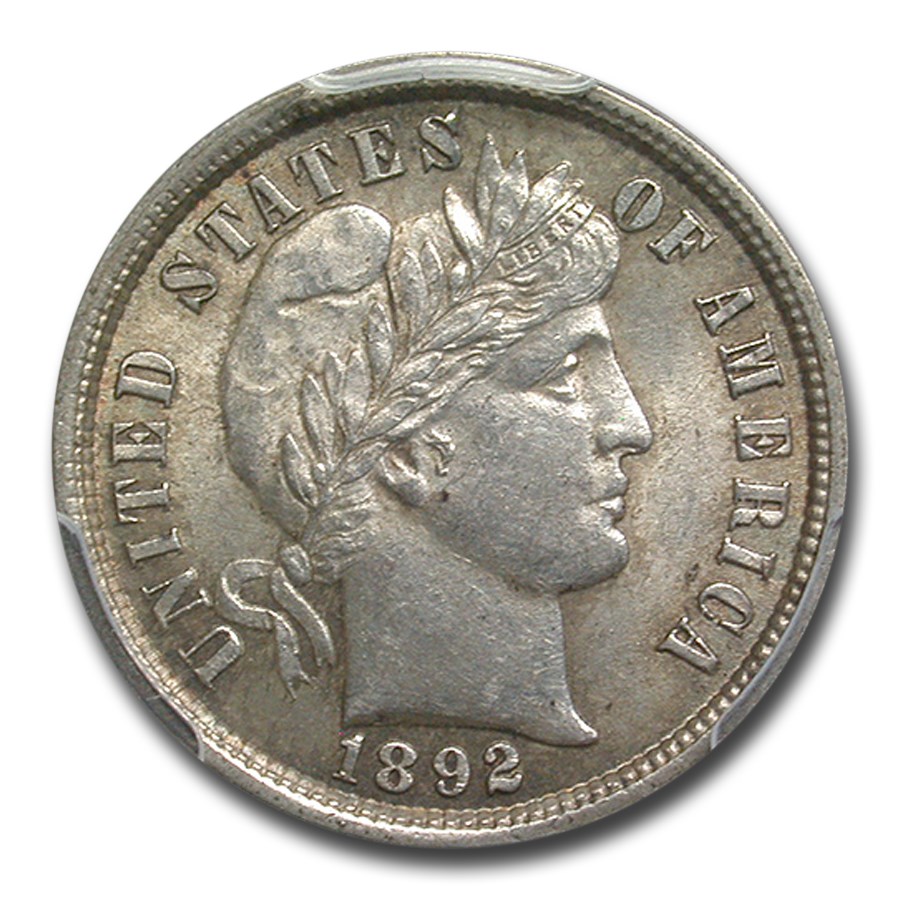 1892 Barber Dime AU-58 PCGS