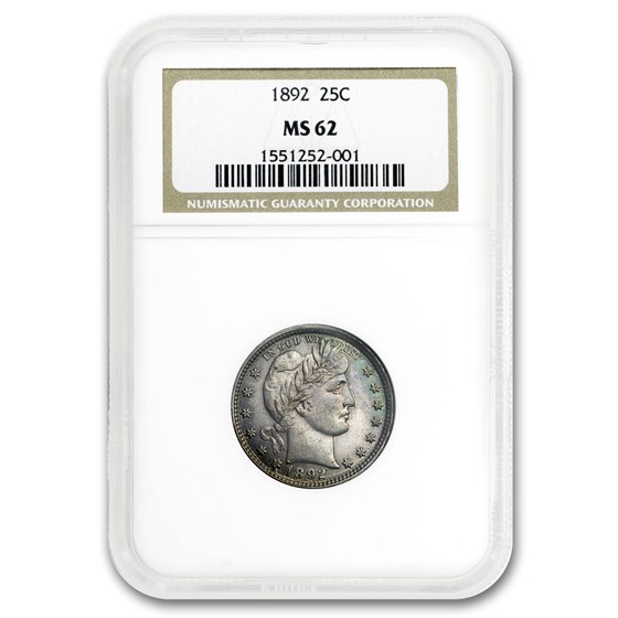 1892 Barber Quarter MS-62 NGC 1892 Barber Quarter MS-62 NGC