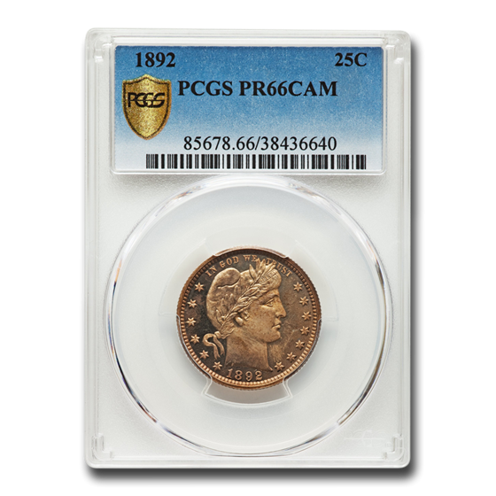 1892 Barber Quarter PR-66 Cameo PCGS 1892 Barber Quarter PR-66 Cameo PCGS