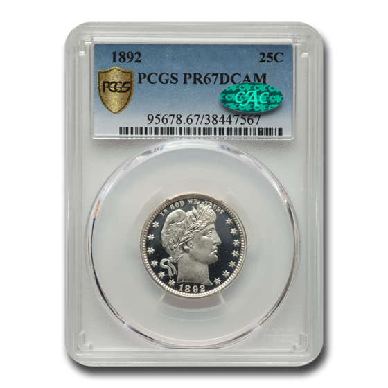1892 Barber Quarter PR-67 DCAM PCGS CAC 1892 Barber Quarter PR-67 DCAM PCGS CAC