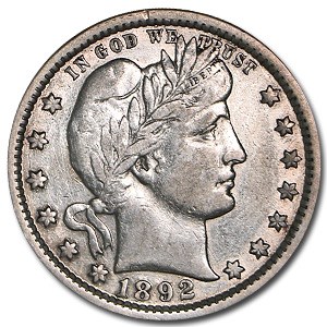1892 Barber Quarter XF 1892 Barber Quarter XF