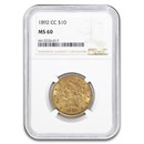 1892-CC $10 Liberty Gold Eagle MS-60 NGC