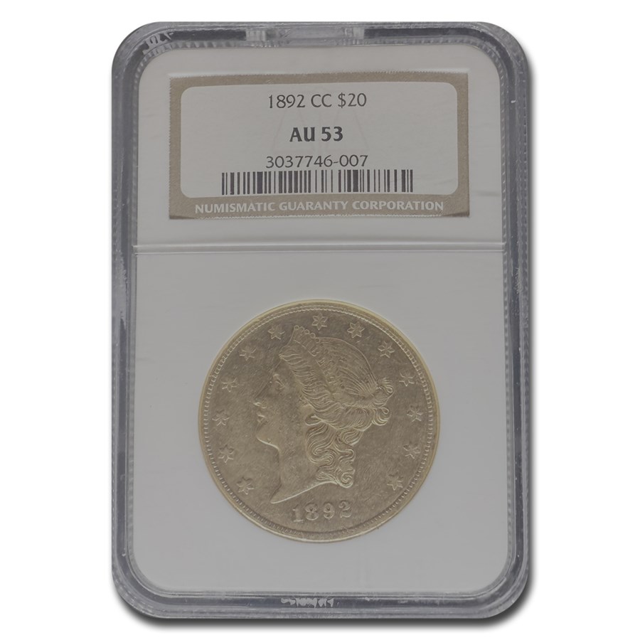 1892-CC $20 Liberty Gold Double Eagle AU-53 NGC