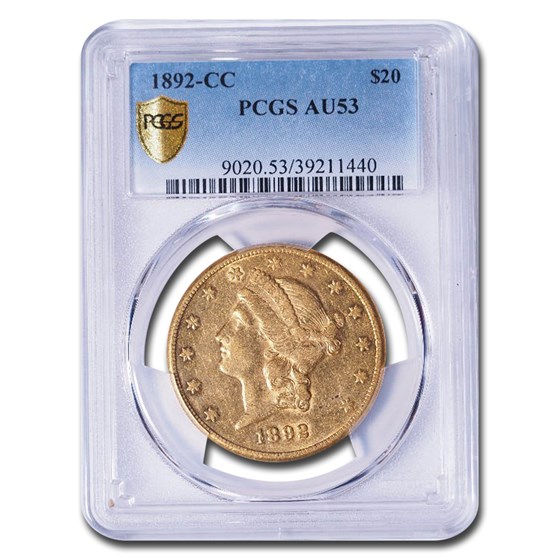 1892-CC $20 Liberty Gold Double Eagle AU-53 PCGS