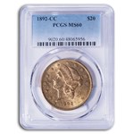1892-CC $20 Liberty Gold Double Eagle MS-60 PCGS