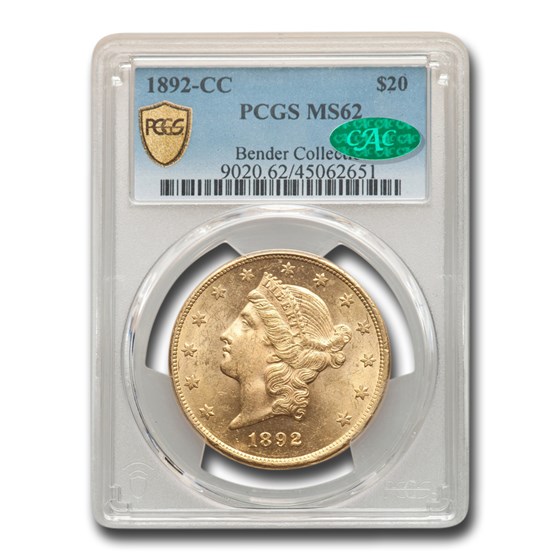 1892-CC $20 Liberty Gold Double Eagle MS-62 PCGS CAC 1892-CC $20 Liberty Gold Double Eagle MS-62 PCGS CAC