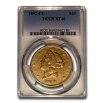1892-CC $20 Liberty Gold Double Eagle XF-40 PCGS