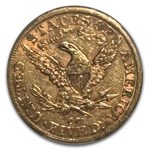 1892-CC $5 Liberty Gold Half Eagle AU-53 CACG