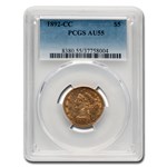 1892-CC $5 Liberty Gold Half Eagle AU-55 PCGS