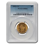 1892-CC $5 Liberty Gold Half Eagle MS-62 PCGS