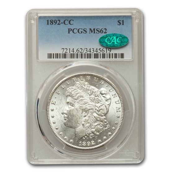 1892-CC Morgan Dollar MS-62 PCGS CAC 1892-CC Morgan Dollar MS-62 PCGS CAC