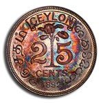 1892 Ceylon Silver 25 Cents Victoria PR-65 PCGS