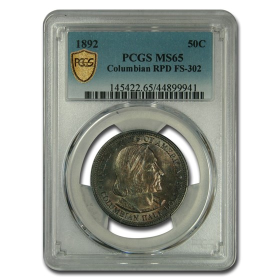 1892 Columbian Expo Half Dollar MS-65 PCGS (RPD FS-302) 1892 Columbian Expo Half Dollar MS-65 PCGS (RPD FS-302)