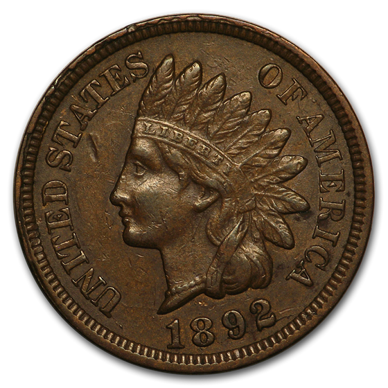 1892 Indian Head Cent AU 1892 Indian Head Cent AU
