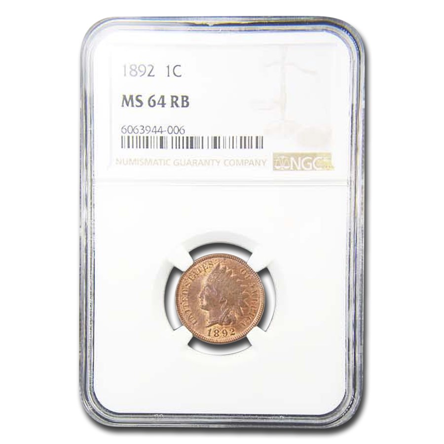 1892 Indian Head Cent MS-64 NGC (Red/Brown)