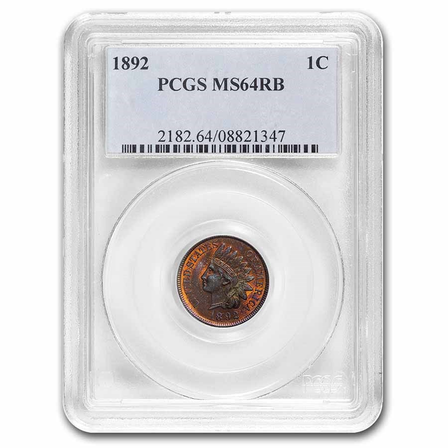 1892 Indian Head Cent MS-64 PCGS (Red/Brown)