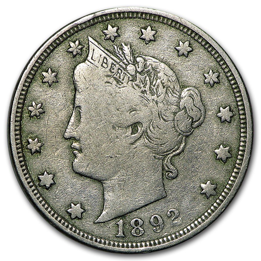 1892 Liberty Head V Nickel Fine