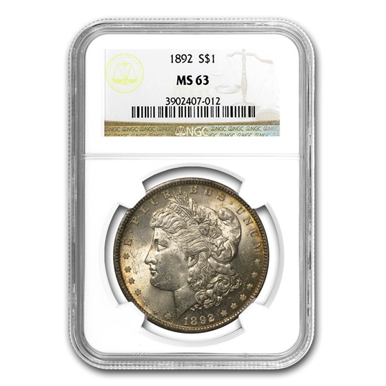 1892 Morgan Dollar MS-63 NGC (Toned) 1892 Morgan Dollar MS-63 NGC (Toned)