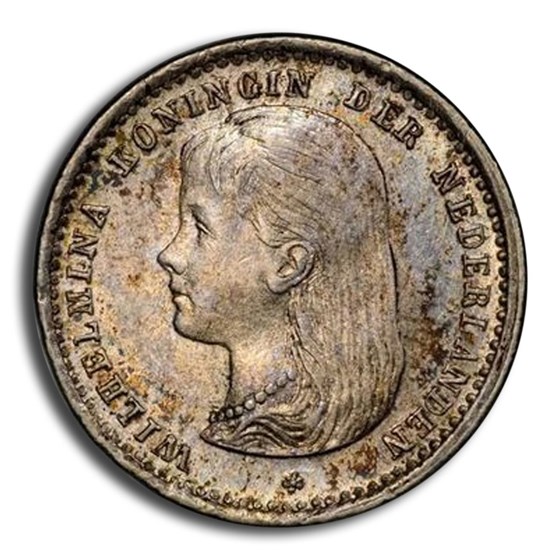 1892 Netherlands Silver 10 Cents MS-63 PCGS