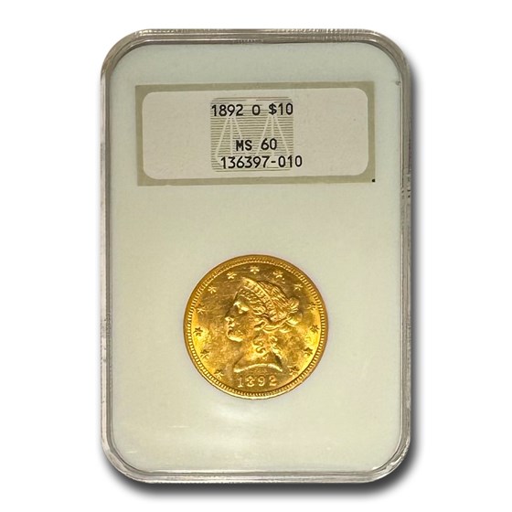 1892-O $10 Liberty Gold Eagle MS-60 NGC 1892-O $10 Liberty Gold Eagle MS-60 NGC
