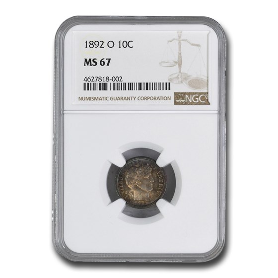 1892-O Barber Dime MS-67 NGC 1892-O Barber Dime MS-67 NGC