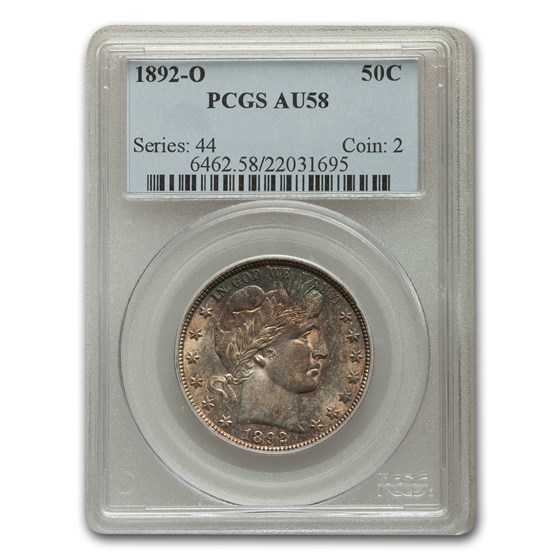 1892-O Barber Half Dollar AU-58 PCGS 1892-O Barber Half Dollar AU-58 PCGS