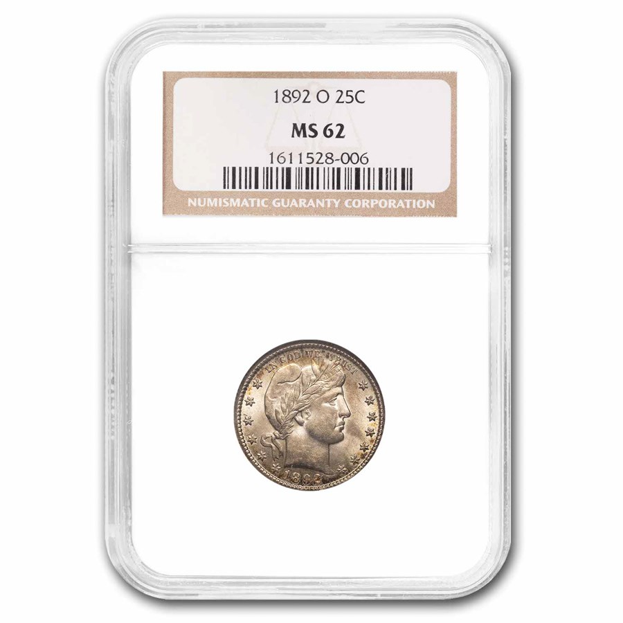 1892-O Barber Quarter MS-62 NGC