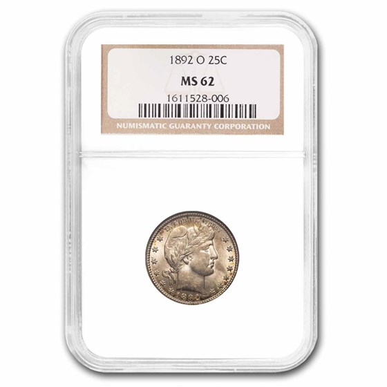 1892-O Barber Quarter MS-62 NGC 1892-O Barber Quarter MS-62 NGC