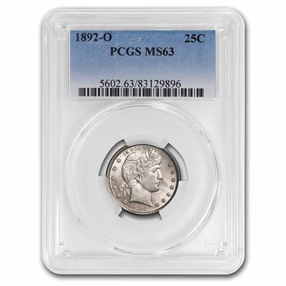 1892-O Barber Quarter MS-63 PCGS 1892-O Barber Quarter MS-63 PCGS