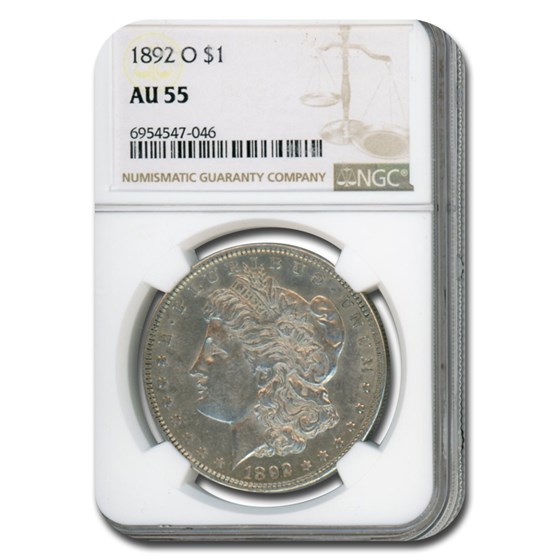 1892-O Morgan Dollar AU-55 NGC 1892-O Morgan Dollar AU-55 NGC