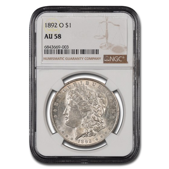 1892-O Morgan Dollar AU-58 NGC 1892-O Morgan Dollar AU-58 NGC