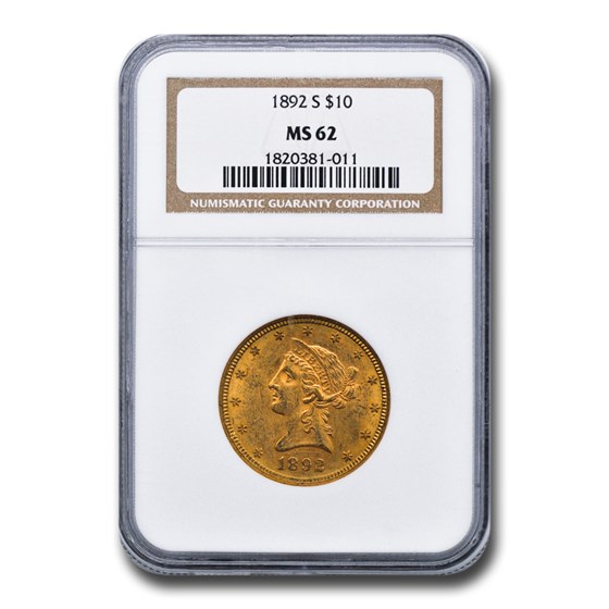 1892-S $10 Liberty Gold Eagle MS-62 NGC