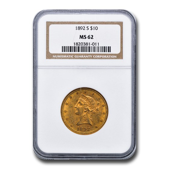 1892-S $10 Liberty Gold Eagle MS-62 NGC 1892-S $10 Liberty Gold Eagle MS-62 NGC