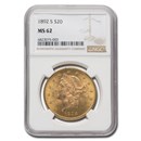 1892-S $20 Liberty Gold Double Eagle MS-62 NGC
